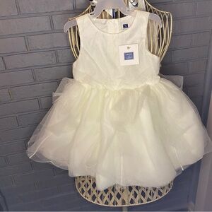 Janie and Jack Ivory White Shimmer Dress 12-18 Month Old
